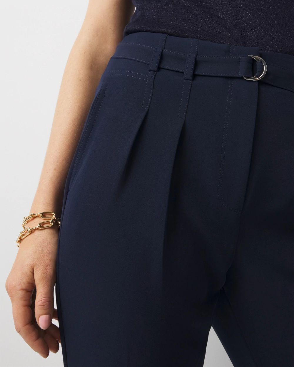 Black Belted Tapered Work Pants